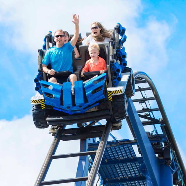 Young family on rollercoaster