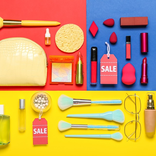 Selection of cosmetics on sale